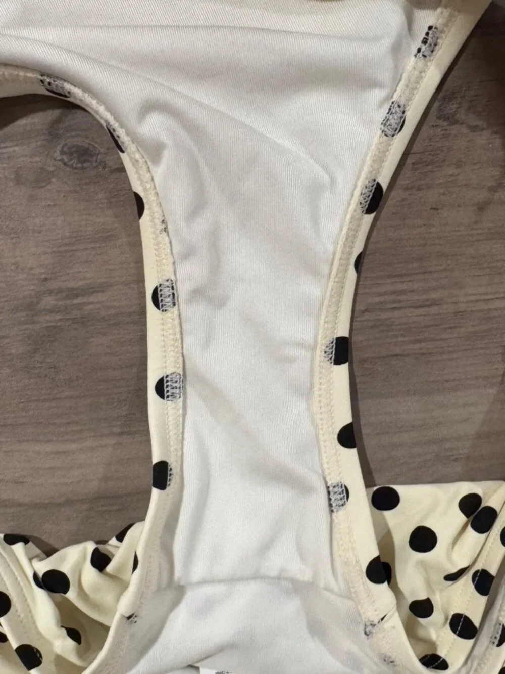 Kate Spade New York Polka Dot Bikini Bottoms Cream Black XL